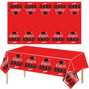 Graduation Party Decoration Set 2026 Red Black <b>Tablecloth</b> Banner Balloons Graduation Season Decorations - Product Image 5
