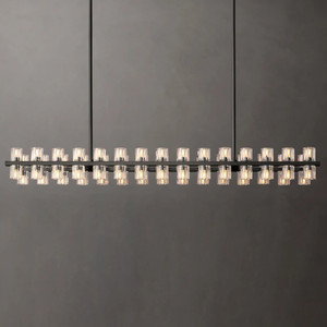 American Industrial Retro Vintage Chandelier for Restaurant 72" Large Kitchen Island Meeting Dining Room Rectangle Chandeliers - Product Image 2