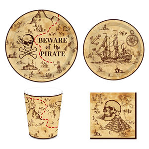 MM220 Assiettes en papier Thème Pirate Tasses Serviettes Fournitures jetables 8 invités Vaisselle pour fête d'anniversaire - Product Image 6