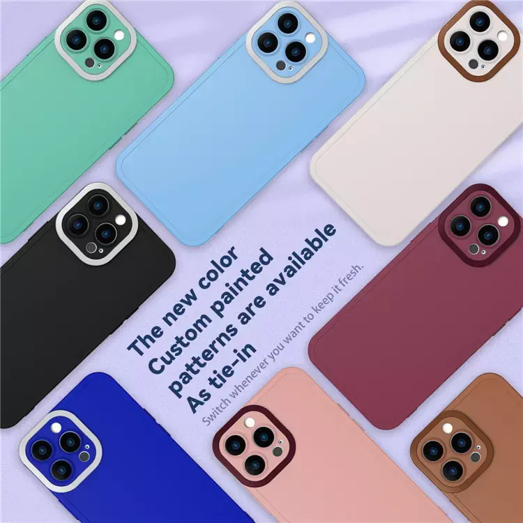 New Hot Selling 3D Lens Protector Contrast Color Frame Support OEM Painting PC TPU Klein Blue Phone Case for iPhone 13 Pro Max