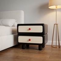 Table de chevet noire classique moderne avec deux tiroirs et une finition peinte