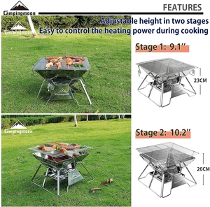 Campingmoon Woodland Garden Barbacoa plegable Parrilla de acero inoxidable Desmontable Exterior Portátil Tamaño medio Parrilla de madera plegable - Product Image 5