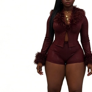 Nouveauté : Ensemble 2 pièces tendance en similicuir PU pour femme, imprimé serpent, haut à manches longues et short extensible, très vendu - Product Image 1