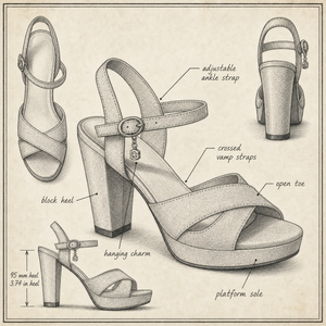 Elegantes Zapatos de Tacón Grueso con Plataforma de PU <span class=keywords><strong>Azul</strong></span> <span class=keywords><strong>Marino</strong></span>, Zapatos de Boda con Punta Abierta y Hebilla en el Tobillo, Zapatos de Verano en Tallas Grandes, Se Aceptan Pedidos Personalizados - Product Image 3