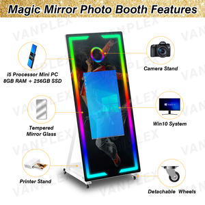 Фотобудка Magic Mirror с сенсорным экраном 32/43 дюйма, кольцевой LED-подсветкой и кейсом для транспортировки, для свадеб, вечеринок и мероприятий - Product Image 2