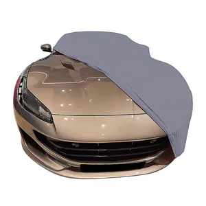 Housse de voiture en velours élastique gris intérieur haute élasticité anti-poussière Housse de voiture de sport pour parking