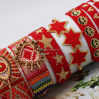 2025 fait à la main tressé réglable bohême Style ethnique étoile forme rouge Miyuki verre perles de rocaille Bracelets pour les femmes