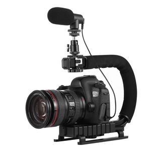 PULUZ support DV portable en forme de U/C <span class=keywords><strong>stabilisateur</strong></span> vidéo Kit de Microphone de fusil de chasse avec tête de tré<span class=keywords><strong>pied</strong></span> pour tous les appareils <span class=keywords><strong>photo</strong></span> SLR - Product Image 1
