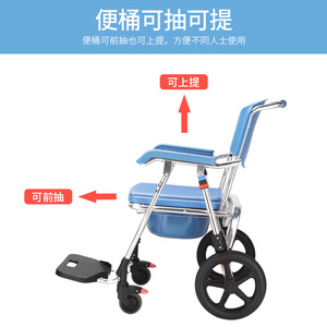Aluminum Alloy <b>Commode</b> Chair With Wheels Foldable <b>Portable</b> Toilet Seat For Elderly Hospital Use Model 699B - Product Image 2