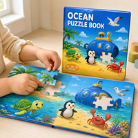 Livre de puzzle pour enfants personnalisé avec couverture brillante aux coins arrondis, thème marin et océanique, impression couleur intégrale