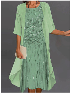 Abito <span class=keywords><strong>elegante</strong></span> da <span class=keywords><strong>donna</strong></span> in Chiffon e top lunghi per <span class=keywords><strong>abbigliamento</strong></span> <span class=keywords><strong>donna</strong></span> <span class=keywords><strong>Casual</strong></span> primavera/autunno con Set di due pezzi di temperamento - Product Image 6