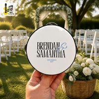 Tambourin de mariage personnalisé de 4 pouces avec slogan imprimé, tête de tambour en bois, tambour à main, cadeau de fête, vente en gros