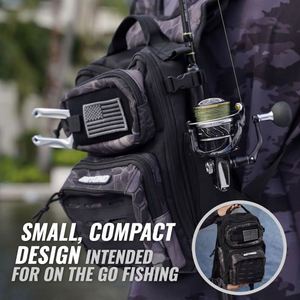 Sac à dos de pêche avec échantillon gratuit - Grand sac de pêche imperméable avec porte-cannes et 3 boîtes à accessoires - Équipement de pêche - Product Image 3
