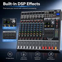 Console de mixage audio professionnelle EX-800 8 canaux, 99 effets DSP, égaliseur 7 bandes, USB, Bluetooth pour studio, scène, streaming en direct