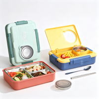 Boîte à lunch bento pour enfants en acier inoxydable 304 à 3 compartiments, avec doublure amovible, anti-fuite, pour l'école