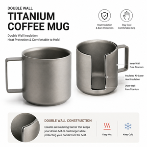 Double Wall Titanium <b>Mug</b> Titanium Coffee <b>Mug</b> Pure Titanium Insulated <b>Mug</b> for Camping <b>Travel</b> Outdoor Coffee <b>Tea</b> With Handle - Product Image 4