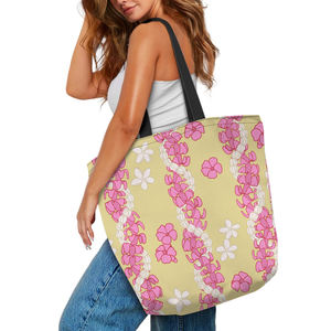 Borsa da Shopping con stampa personalizzata lavabile a sublimazione Tote in tela <span class=keywords><strong>Hawaii</strong></span> Puakenikeni Lei riutilizzabile per spiaggia - Product Image 1