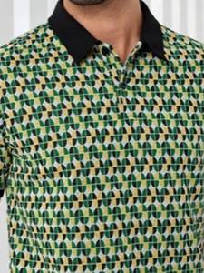 เสื้อยืดคอโปโลพิมพ์ลายแอบสแตรกสำหรับผู้ชายเสื้อยืดครึ่งแขนขนาดพอดีตัวสวมใส่สบาย - Product Image 4