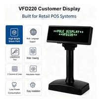 Afficheur client VFD bleu-vert, écran VFD 2x20 caractères, support de point de vente pour supermarché