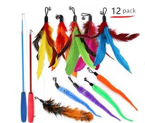 مجموعة ألعاب عصا القط الترفيهية التلسكوبية القابلة للتعديل، برؤوس ريش وقطيفة قابلة للاستبدال، للعب الذاتي والعض والصيد في الأماكن المغلقة - Product Image 6