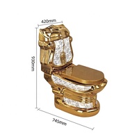 Armoire à eau de luxe en céramique royale européenne dorée, deux pièces, cuvette de toilette en or avec dragon