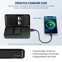 Kit de voyage ignifuge 3-en-1 LP-E6 FZ100 FW50 EN-EL14 double chargeur pour appareil photo avec stockage de port Micro USB de Type C