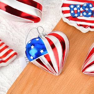 High Quality Personalized Creative American Flag Pattern Glass Christmas <b>Tree</b> <b>Ornaments</b> Custom Christmas Ball <b>Ornaments</b> - Product Image 5