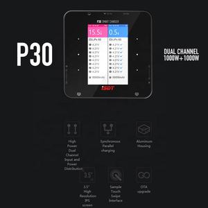 เครื่องชาร์จ <span class=keywords><strong>P30</strong></span> <span class=keywords><strong>isdt</strong></span> 30A 2-8S Lipo Life ที่ชาร์จสมดุลแบบคู่ช่องสัญญาณสูงสุด1000W สำหรับรถ RC เครื่องบินแข่งโดรน - Product Image 3