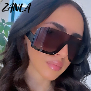 2025 tendenze Y2K Designer occhiali da <span class=keywords><strong>sole</strong></span> oversize per le donne bianco rosso PC quadrato Vintage stile Steampunk senza montatura un pezzo unico <span class=keywords><strong>sole</strong></span> - Product Image 2