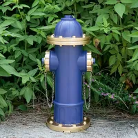 Pot pour chien en résine bleue et dorée de 14 "| Statue d'entraînement de chiot | Décor de cour extérieur