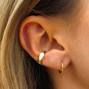 ROXI S925 Argent Sterling Polyvalent Tendance Surface Large Brillante Simple Clip d'Oreille Plaqué Or 18K - Product Image 6