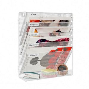 Hanging File Organizer 6-Tier <b>Wall</b> Mount Mail Organizer & <b>Desk</b> Paper Organizer Metal File Folder Holder Document Storage Shelf - Product Image 2