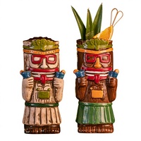 Mug en céramique minimaliste Tiki hawaïen, cadeau d'affaires, tasse à cocktail, vaisselle de bar gravée, compatible micro-ondes et lave-vaisselle, réutilisable