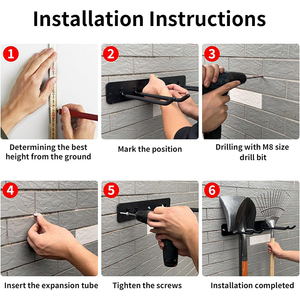 Jh-mech nhà để xe lưu trữ cho các công cụ sân xẻng tông đơ ống giữ 500 pounds mạnh mẽ vườn Wall Mount vườn công cụ hiển thị giá - Product Image 5