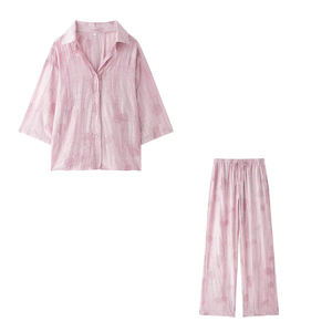 Summer New Jacquard Loose Shirt Straight <b>Pants</b> Women's Casual 2-piece Set Fashion - Product Image 5