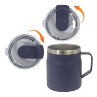 Gobelet isotherme en acier inoxydable de 12 oz pour vin et café, tasse de 16 oz avec couvercle à boire directement et poignée