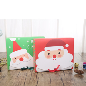 Kotak Kue Merah dan Hijau Desain Baru, Kotak Kue Kering, Kotak Kemasan Kertas Hadiah Natal dengan Pita - Product Image 2