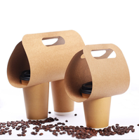 Plateau porte-gobelets multiple avec poignée, pour boissons au lait, café, papier kraft, vente en gros, écologique, à emporter, jetable
