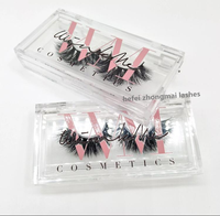 Boîte à cils de luxe rose avec strass et logo personnalisé, étui à cils vide scintillant