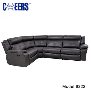 MANWAH CHEERS sıcak satış deri döşemeli oturma odası kanepe 4-Seater rahat manuel uzanmış kesit oturma odası için