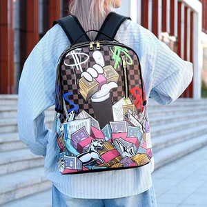 Zaino Impermeabile in PU con Cerniera e Logo Personalizzato, Motivo Geometrico Stampato, 20-36L, Moda Casual, per Uso Scolastico, Unisex - Product Image 6