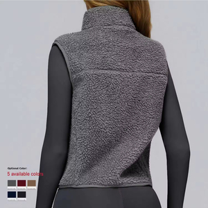 Femmes automne/hiver col montant Plus velours sport <span class=keywords><strong>gilet</strong></span> sans manches fermeture éclair <span class=keywords><strong>gilet</strong></span> extérieur course haut Yoga <span class=keywords><strong>gilet</strong></span> - Product Image 2