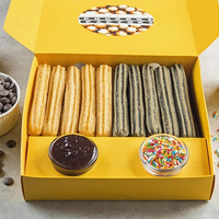 Envases Desechables para Papas Fritas, Churros, Chips, Waffles, Helados, Conos de Papel para Churros con Bandeja para Salsas
