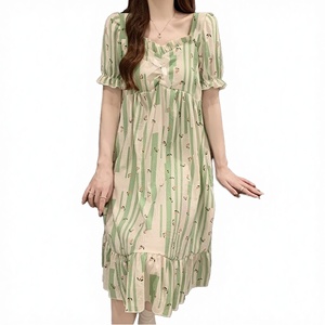 Summer New Fashion Casual Elegant Breathable Princess Foam Sweet Full Length Women's Detachable Chest Nightgown Floral Pattern - Product Image 2