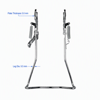 Béquille de vélo robuste à double bras en acier inoxydable 9,5 mm, chromée, à ressort, pour VTT et vélo de ville