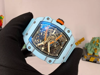 Nouvelle édition couleur 2026, style RM 67-02, montre sport squelette extra-plat 7,8 mm à remontage automatique en fibre de carbone, bracelet en nylon