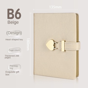 Liushun B6 tamaño Pu cuero Agenda en forma de corazón bloqueo Diarpu Leathercutte <span class=keywords><strong>Notebook</strong></span> regalo bolsas de plástico Tapa dura diario Marfil sin logotipo - Product Image 6