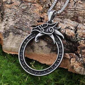 Acier inoxydable <span class=keywords><strong>Rock</strong></span> Punk Style Amulette Viking Circulaire <span class=keywords><strong>Celtique</strong></span> Dragon Collier Pendentif pour Hommes Bijoux - Product Image 2