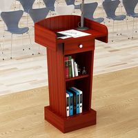 Table de podium scolaire en bois, comptoir d'accueil avec support de microphone - Design moderne et épuré pour usage commercial (bureau, hôtel, centre commercial, hôpital)