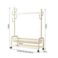 Porte-vêtements sur roulettes avec crochet latéral, verrouillable, en maille, pour rangement en chambre étroite, support de vêtements autoportant